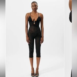 POSTER GIRL SCARLETT PEDAL PUSHER JUMPSUIT BLACK ZEBRA PRINT